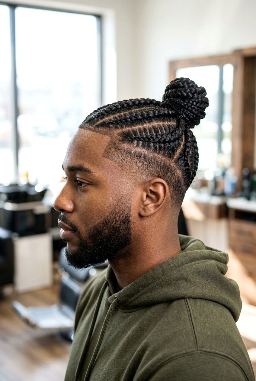 Cornrows With Bun - 20 cornrows with taper fade men - 20 cornrows with taper fade men