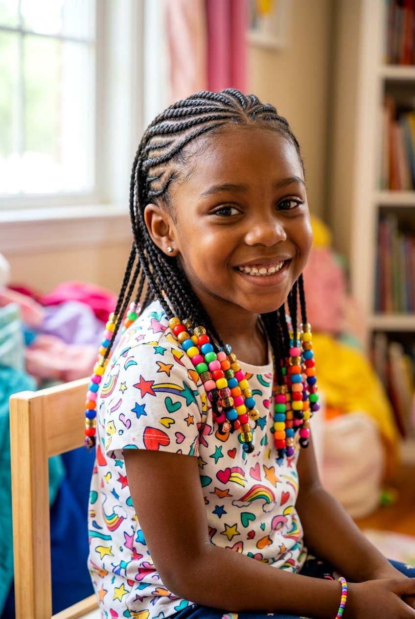 Cornrows With Colorful Beads For Little Girls - 20 cornrow styles for little girls - 20 cornrow styles for little girls