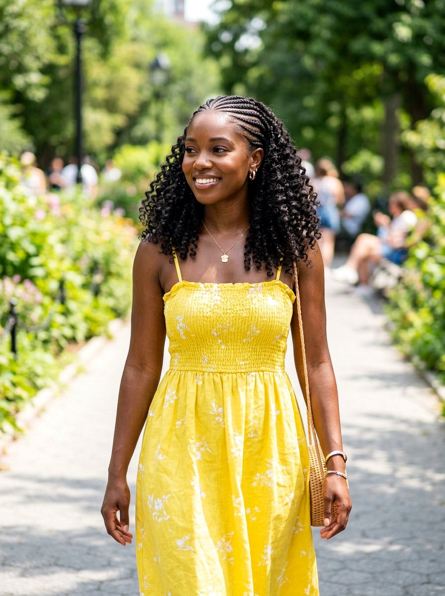 Cornrows With Curls - 20 summer protective styles for black women - 20 summer protective styles for black women