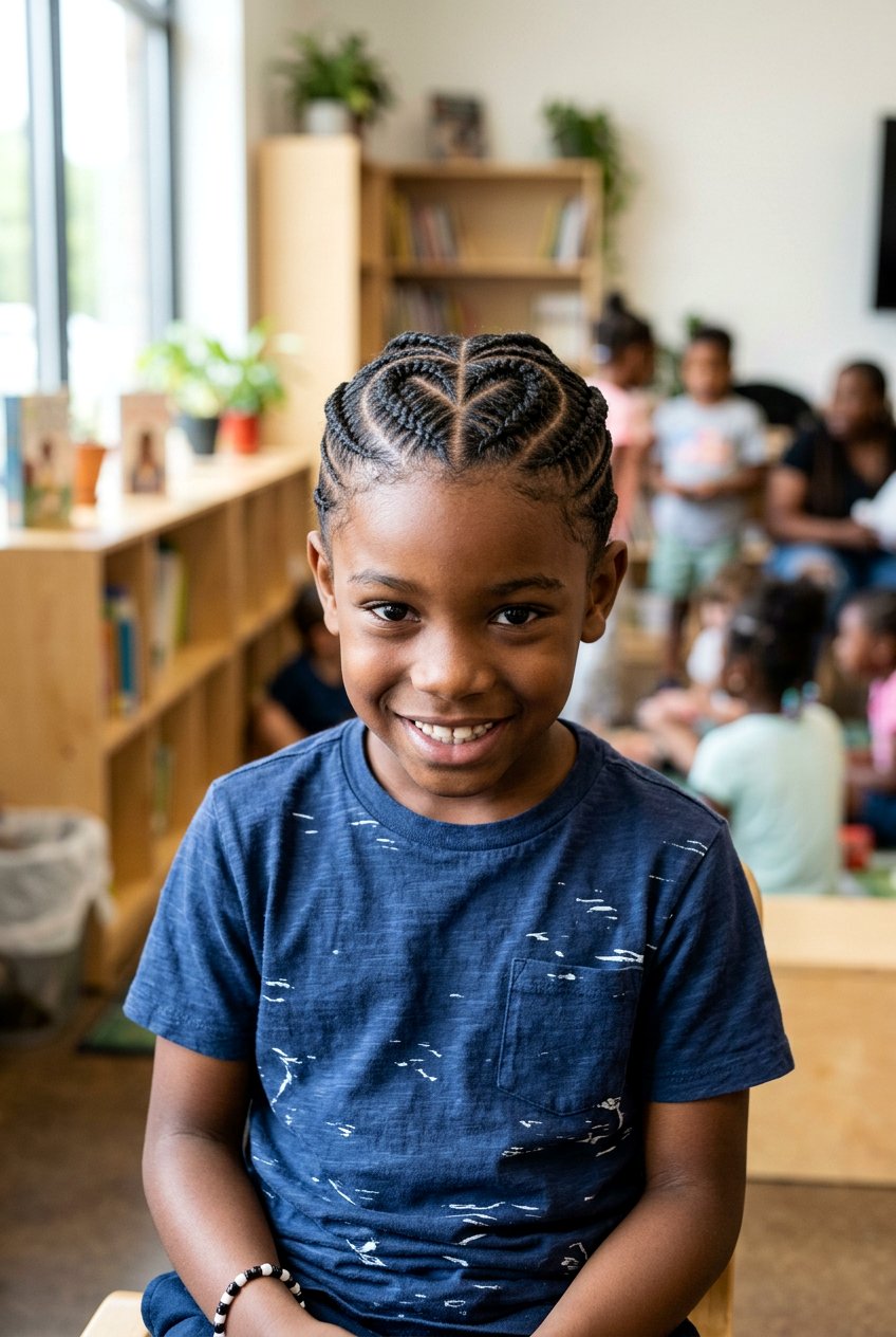 Cornrows With Heart Design For Boys - 20 cornrow styles for boys - 20 cornrow styles for boys