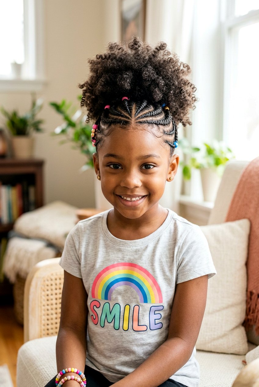 Cornrows With Natural Puff For Little Girls - 20 cornrow styles for little girls - 20 cornrow styles for little girls