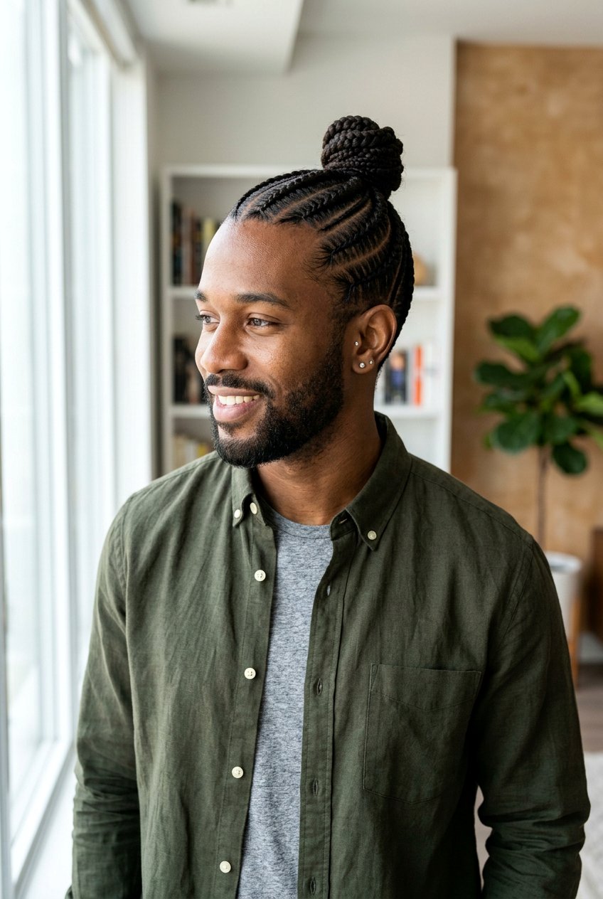 Cornrows With Top Knot - 20 braided top knot men - 20 braided top knot men