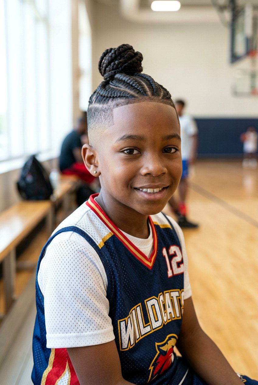 Cornrows into a bun with undercut fade - 20 boys cornrows with fade - 20 boys cornrows with fade