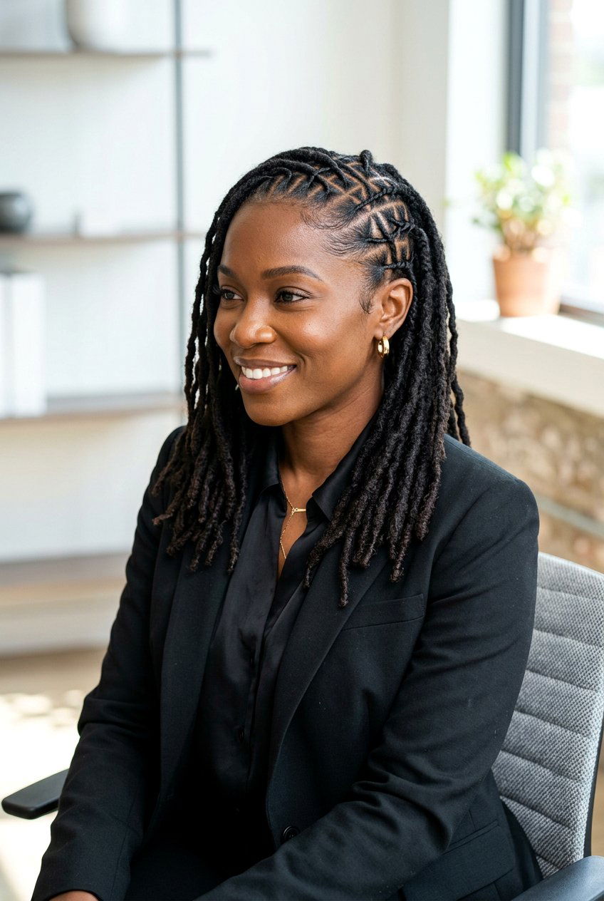 Cornrows on locs - 20 braided loc styles for women - 20 braided loc styles for women