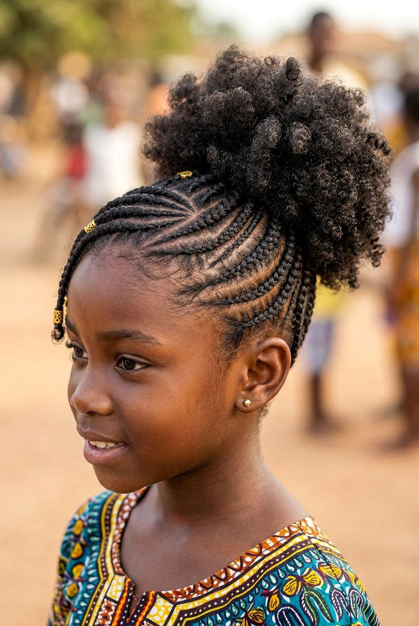 Cornrows with Curly Ponytail and Braided Bangs - 20 little girls cornrows with curly ponytail - 20 little girls cornrows with curly ponytail