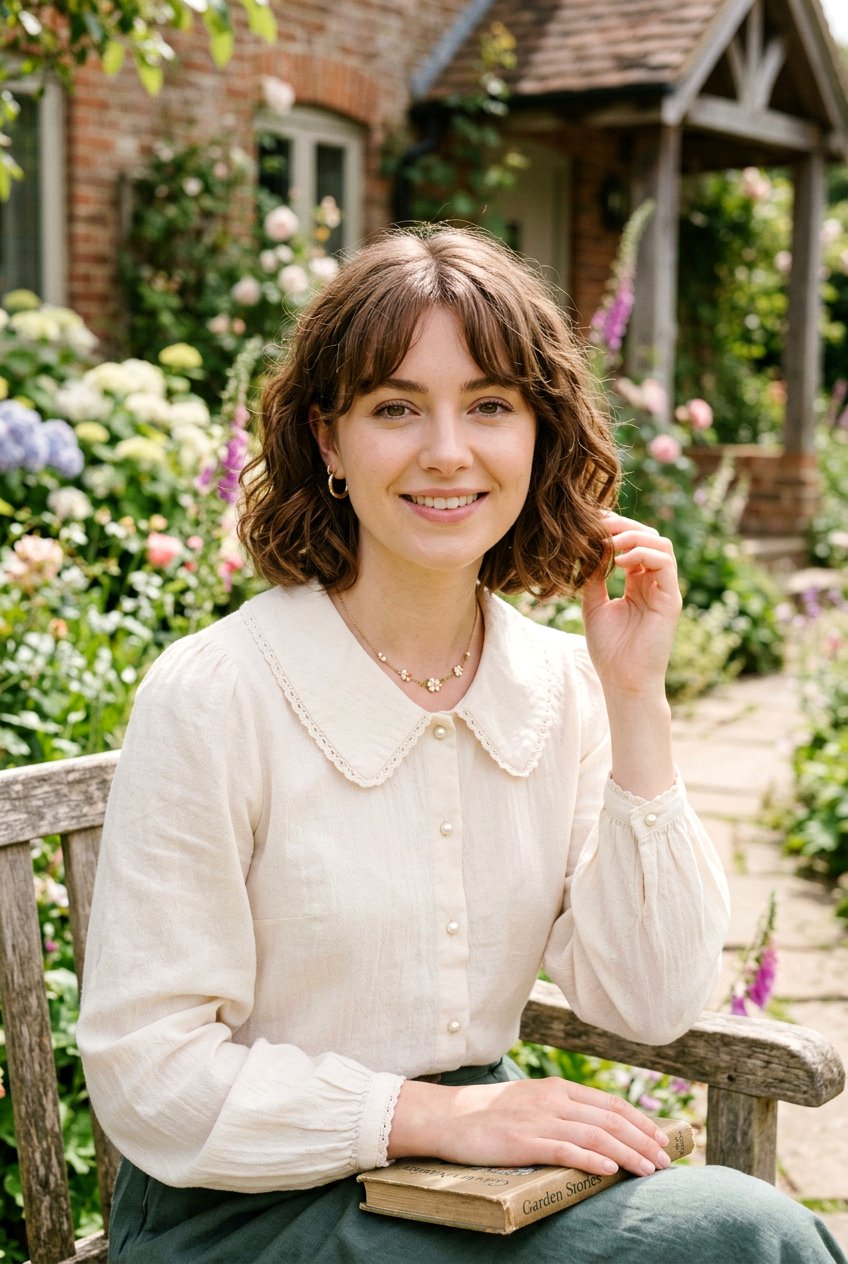 Cottagecore Bob With Curtain Bangs - 20 cottagecore hairstyles - 20 cottagecore hairstyles