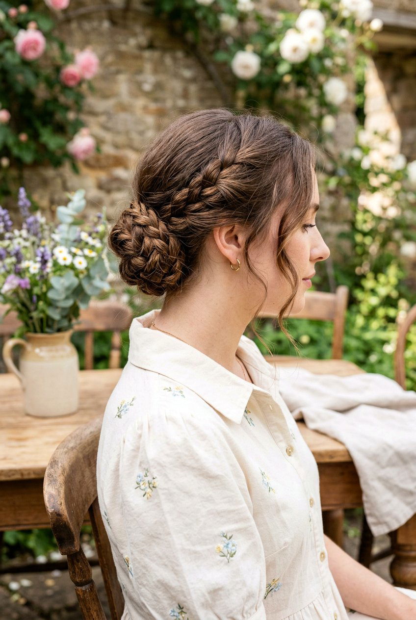 Cottagecore Braided Low Chignon - 20 cottagecore braid hairstyle - 20 cottagecore braid hairstyle