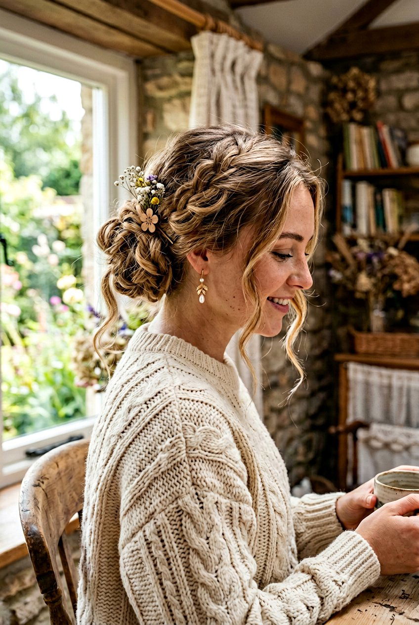 Cottagecore Braided Messy Bun - 20 cottagecore braid hairstyle - 20 cottagecore braid hairstyle