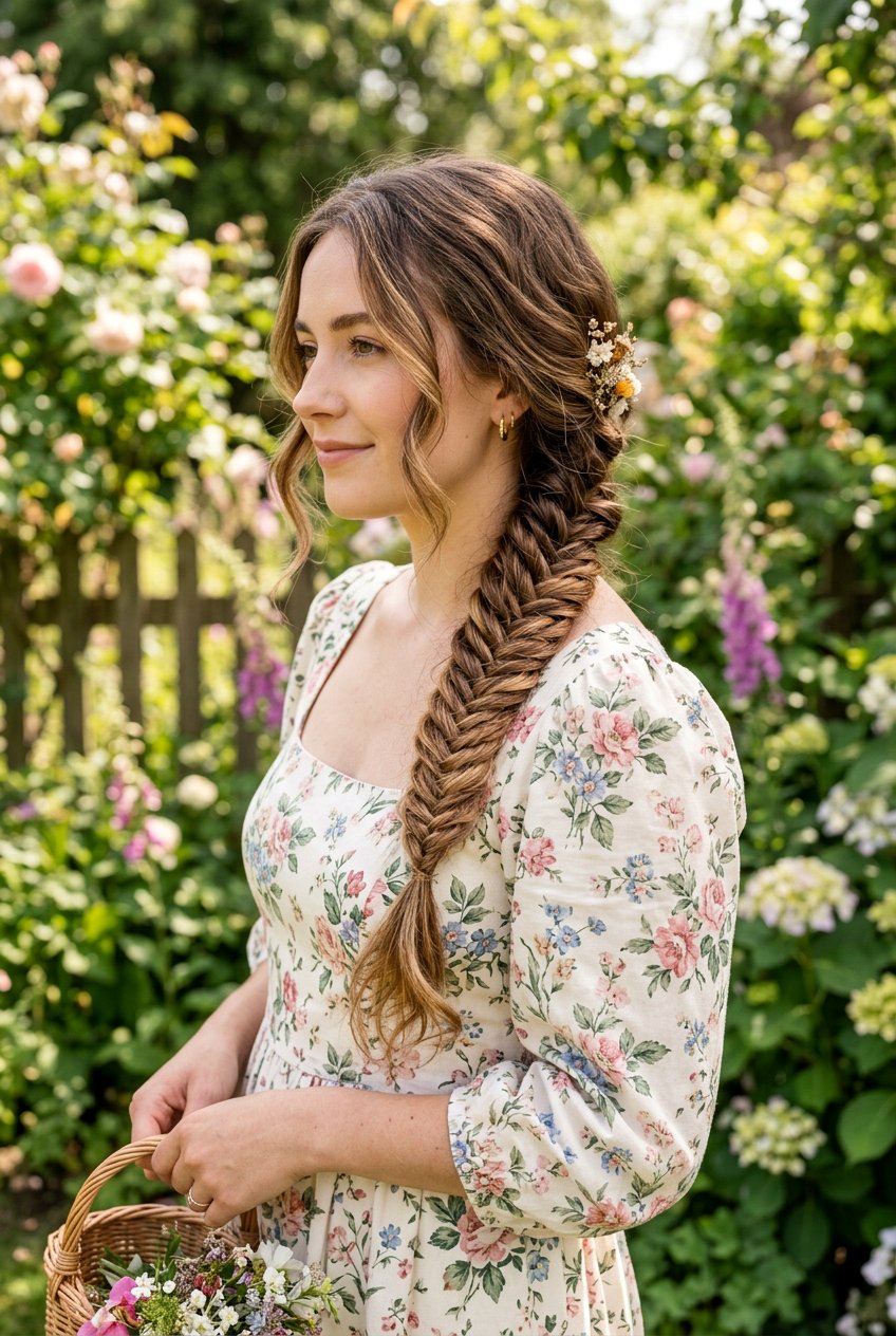 Cottagecore Fishtail Braid - 20 cottagecore braid hairstyle - 20 cottagecore braid hairstyle