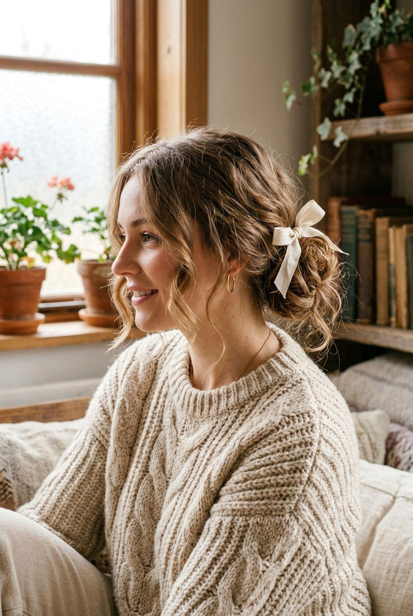 Cottagecore Messy Bun Hair - 20 cottagecore hairstyles - 20 cottagecore hairstyles