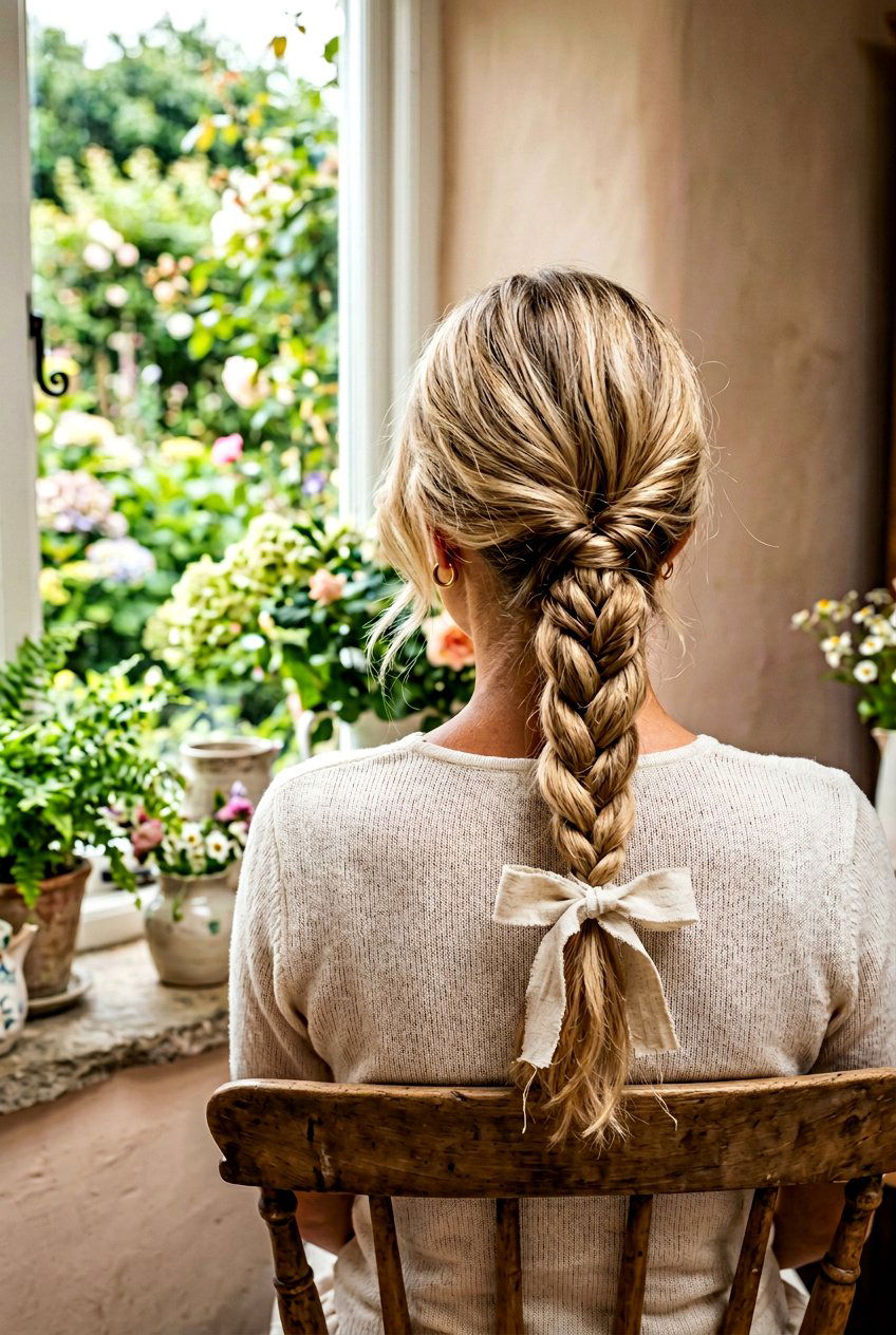 Cottagecore Rope Braid Ponytail - 20 cottagecore braid hairstyle - 20 cottagecore braid hairstyle