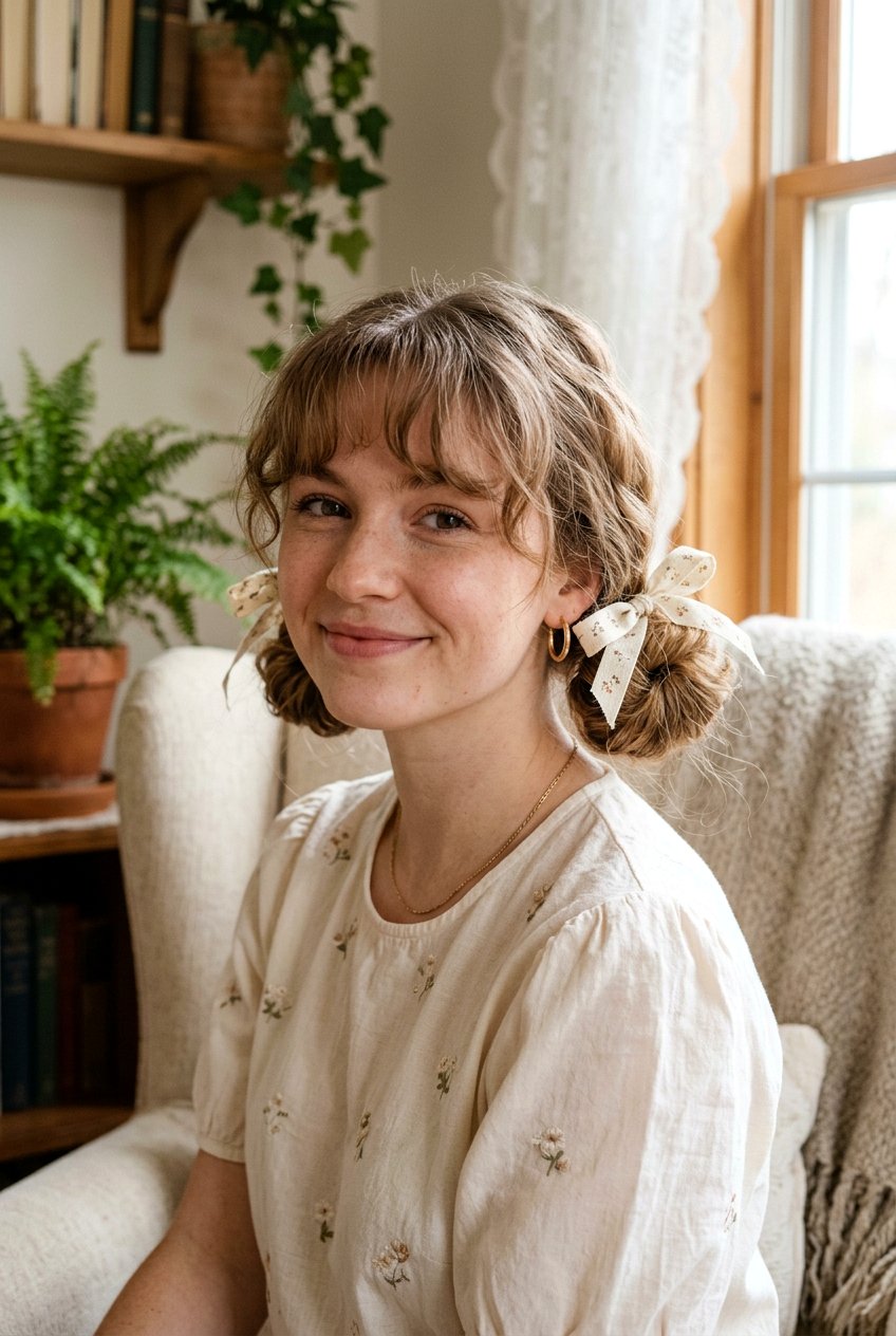 Cottagecore Space Buns Hair - 20 cottagecore hairstyles - 20 cottagecore hairstyles