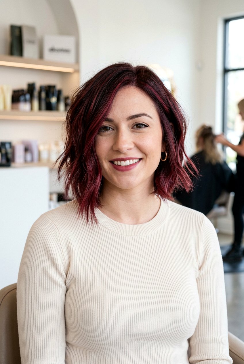 Cranberry Balayage Bob Haircut - 20 cranberry balayage hair color - 20 cranberry balayage hair color