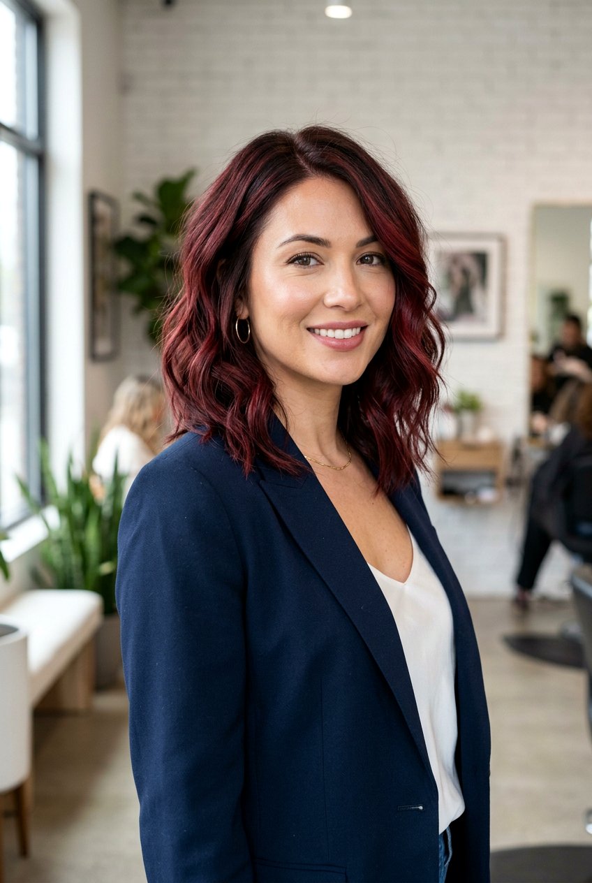 Cranberry Balayage Lob Haircut - 20 cranberry balayage hair color - 20 cranberry balayage hair color