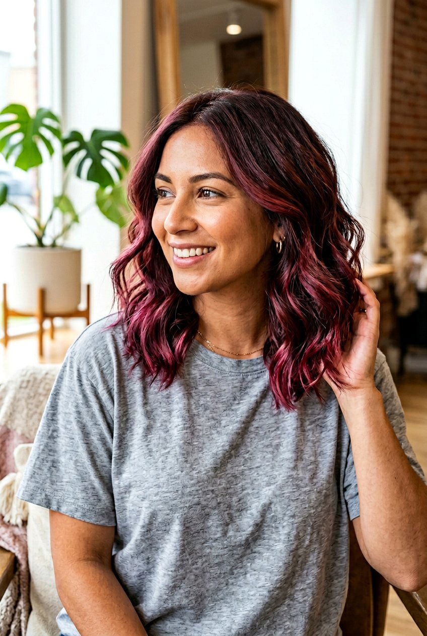 Cranberry Balayage On Medium Length Hair - 20 cranberry balayage hair color - 20 cranberry balayage hair color