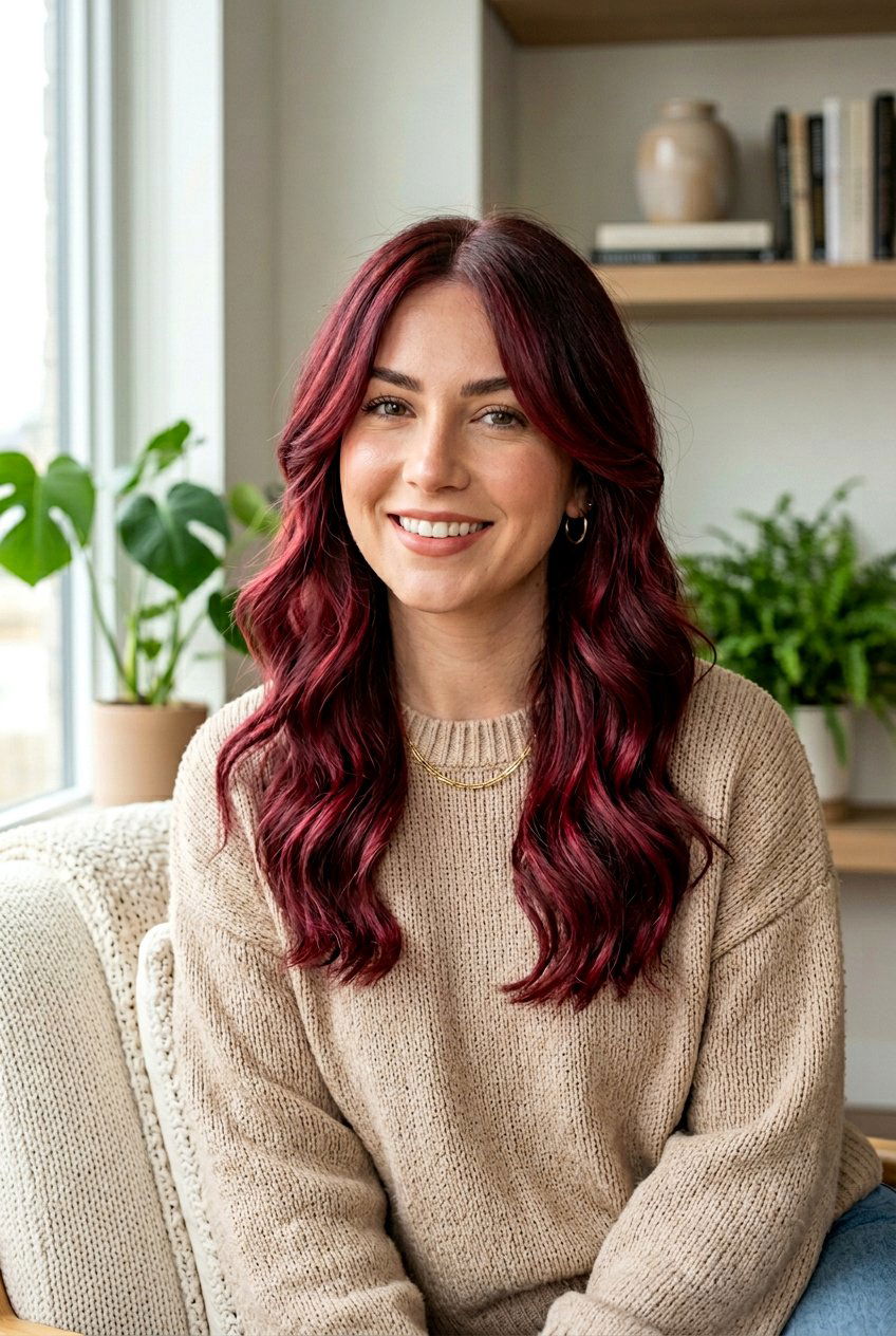 Cranberry Balayage With Face Framing Layers - 20 cranberry balayage hair color - 20 cranberry balayage hair color