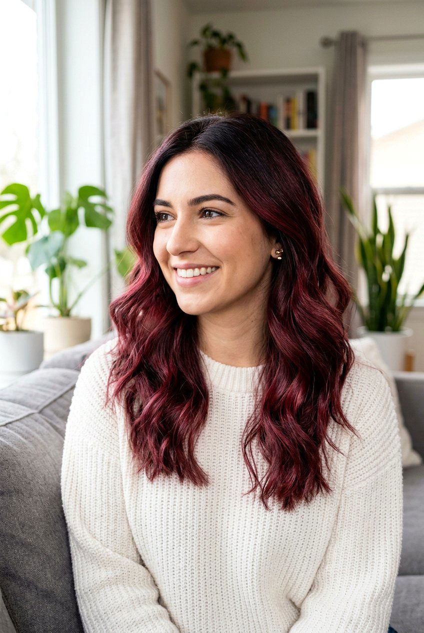 Cranberry Balayage With Shadow Root - 20 cranberry balayage hair color - 20 cranberry balayage hair color