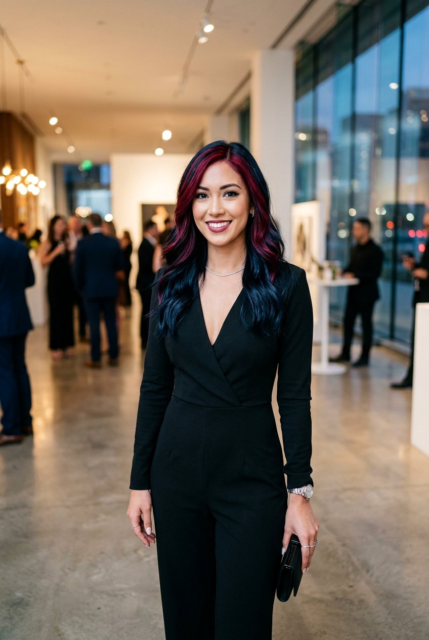 Cranberry Highlights Jet Black Hair - 20 cranberry highlights on black hair - 20 cranberry highlights on black hair