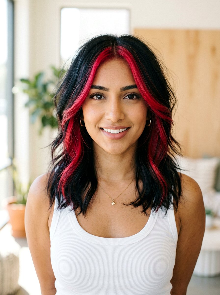 Cranberry Highlights On Black Hair Face Framing Layers - 20 cranberry highlights on black hair - 20 cranberry highlights on black hair