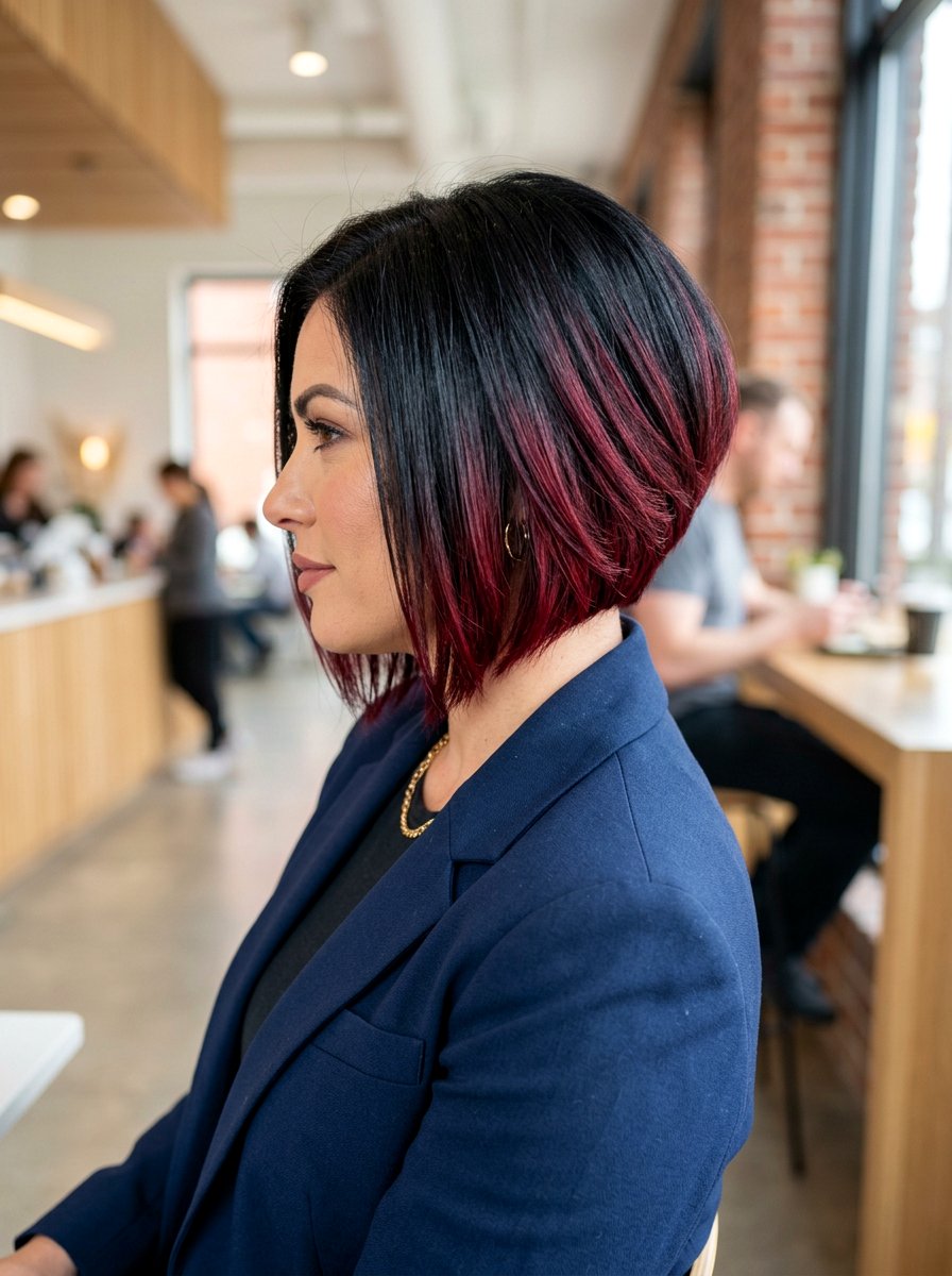 Cranberry Highlights On Black Hair Inverted Bob - 20 cranberry highlights on black hair - 20 cranberry highlights on black hair