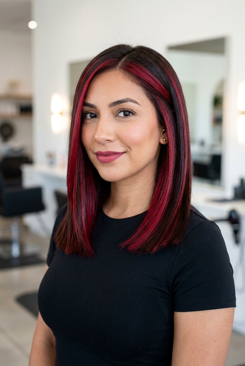 Cranberry Red Chunky Highlights - 20 cranberry red hair color - 20 cranberry red hair color