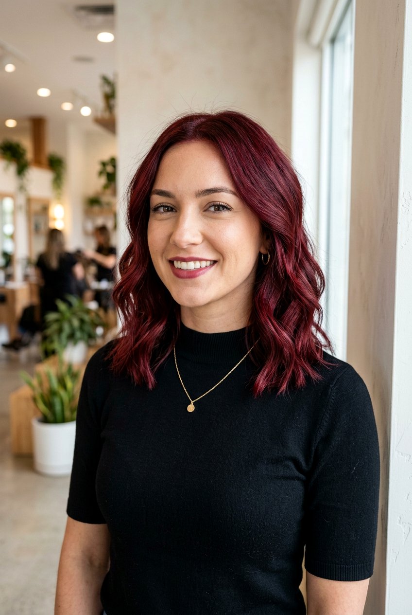 Cranberry Red Lob Long Bob - 20 cranberry red hair color - 20 cranberry red hair color