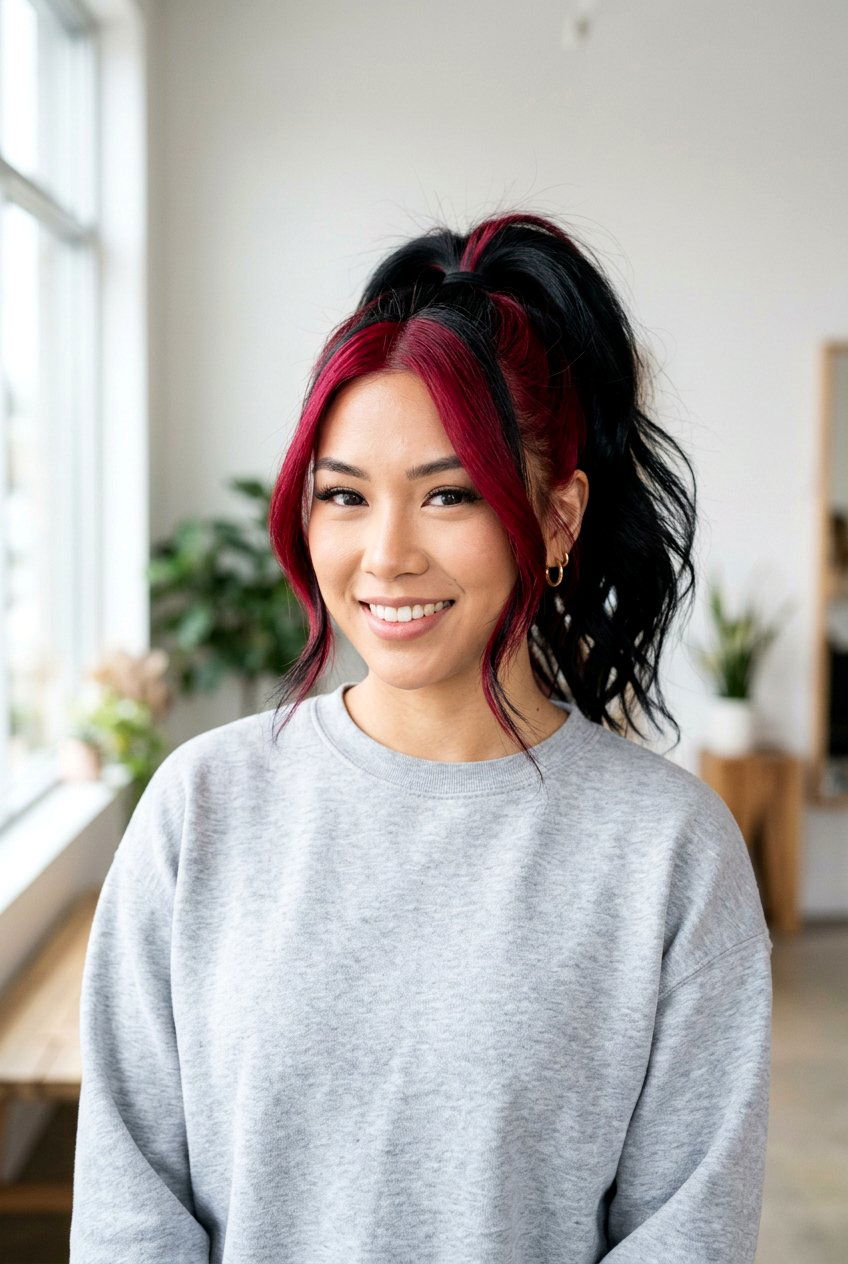 Cranberry Red Money Piece - 20 cranberry red hair color - 20 cranberry red hair color