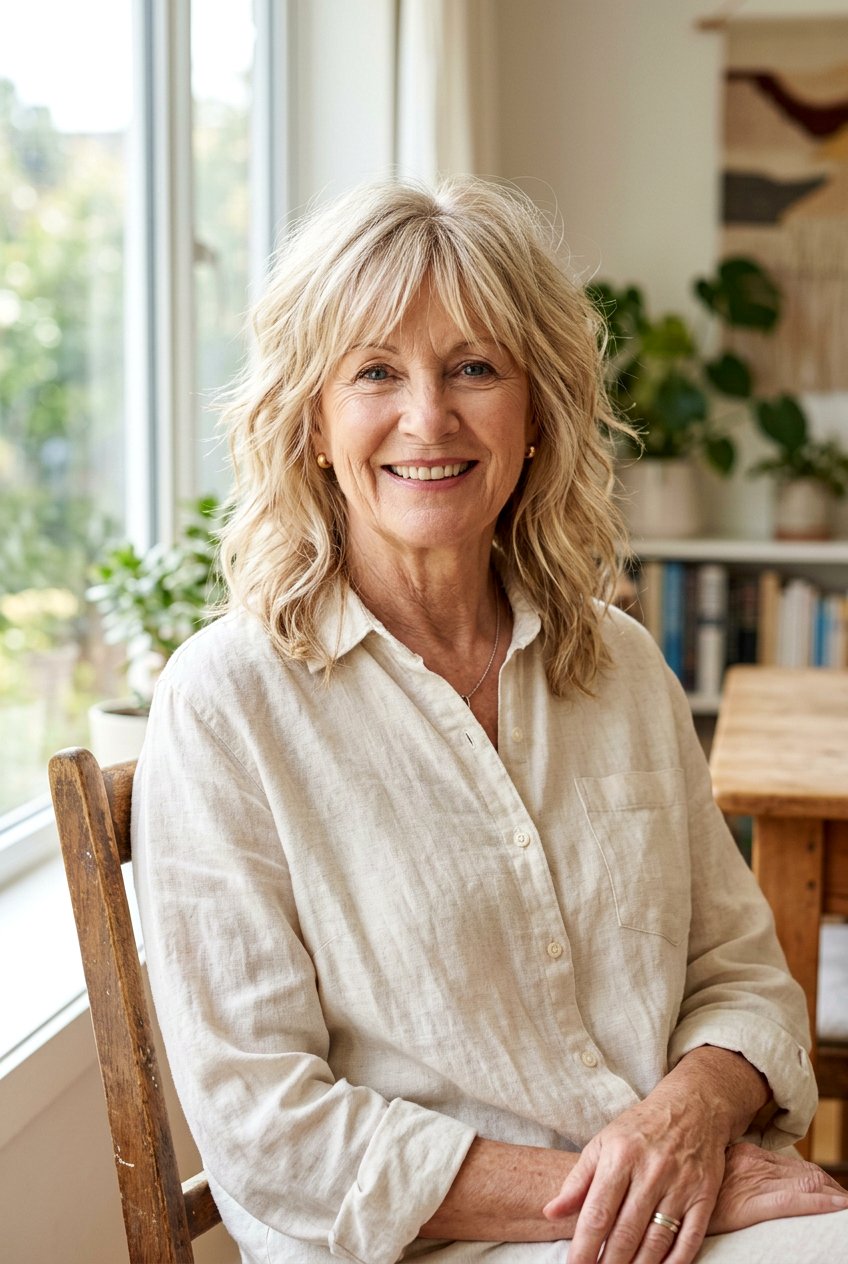 Cream Blonde Textured Shag - 20 blonde refresh for older women - 20 blonde refresh for older women