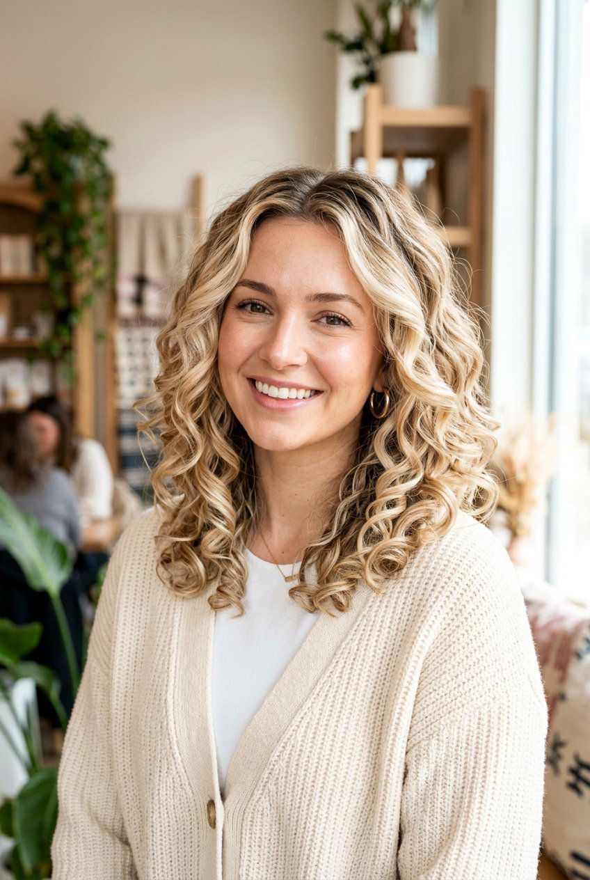 Creamy Blonde Balayage Curly Lob - 20 blonde balayage for curly lob - 20 blonde balayage for curly lob