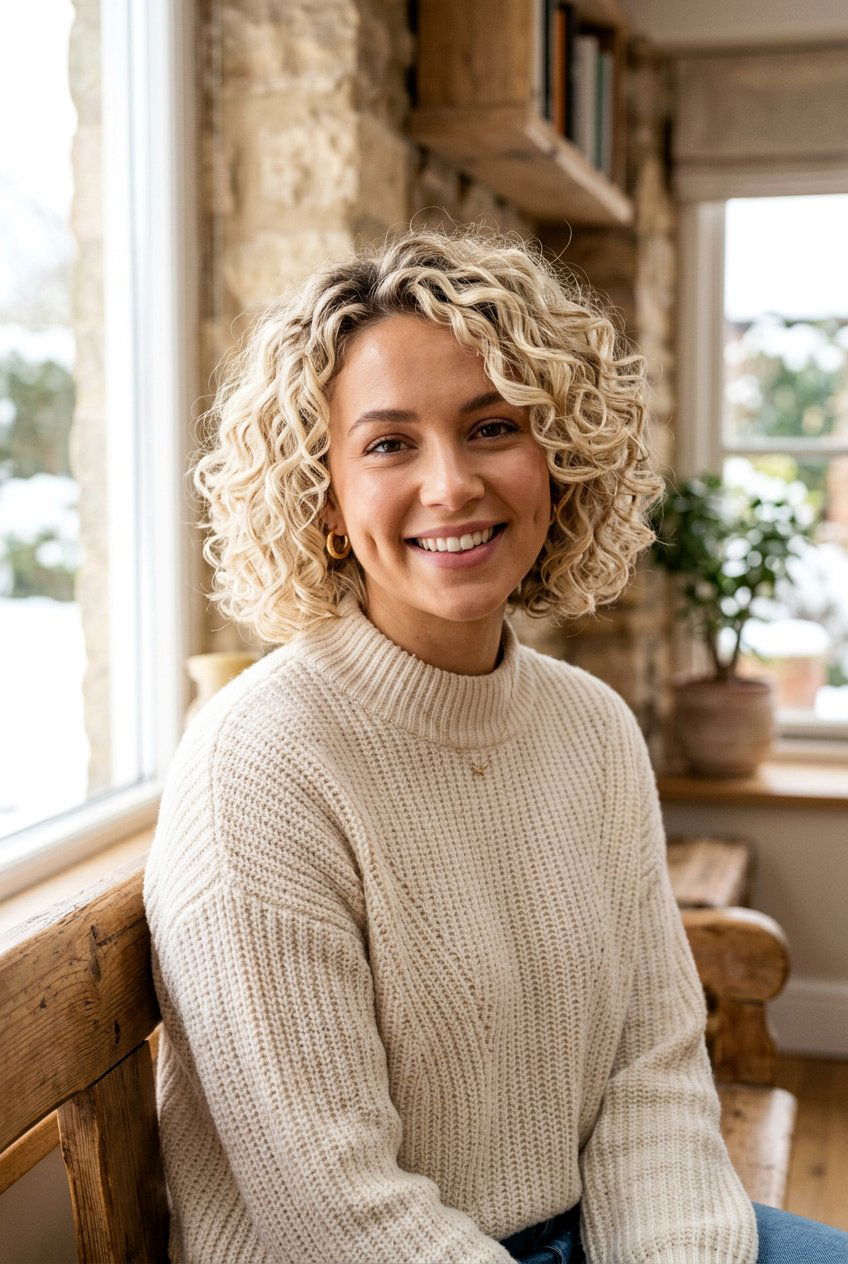 Creamy Blonde Curly Bob - 20 blonde curly bob color ideas - 20 blonde curly bob color ideas