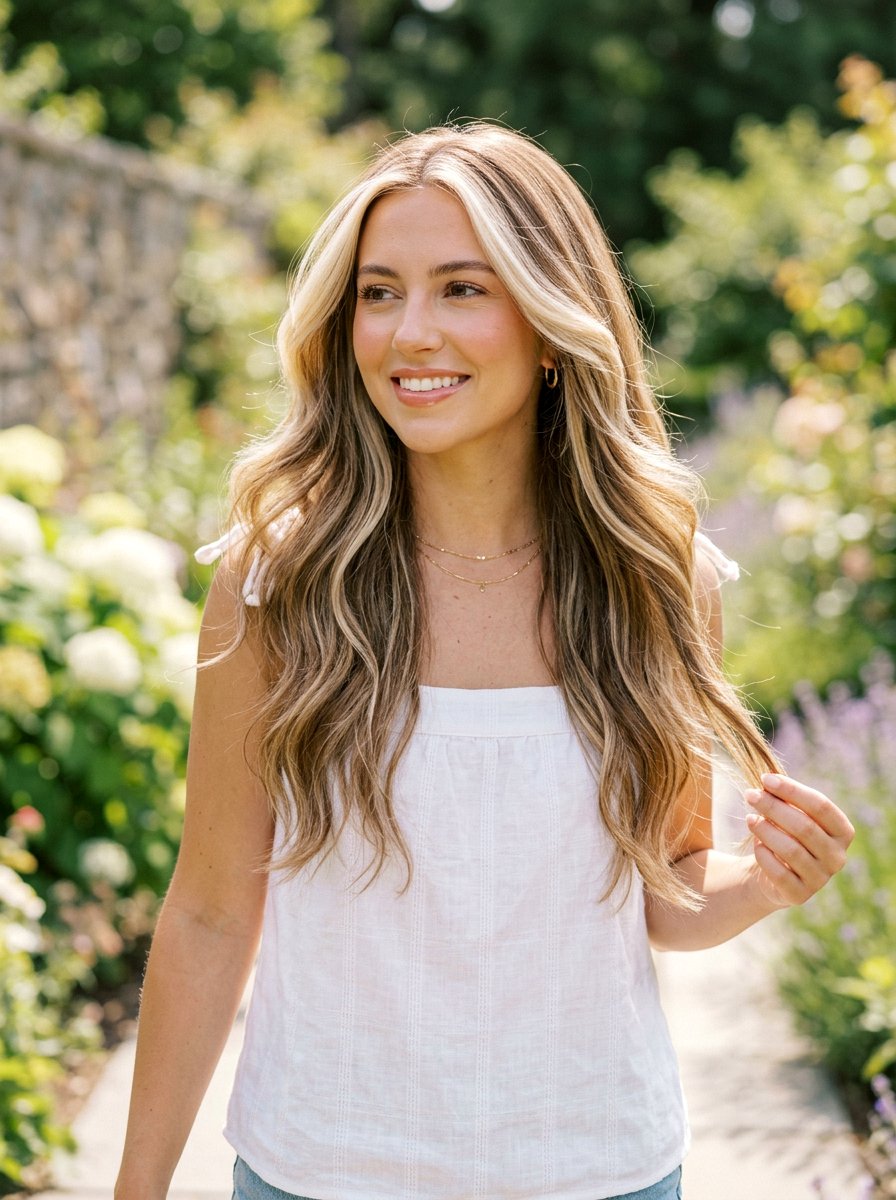 Creamy Blonde Face Framing Highlights Long Layers - 20 creamy blonde with face framing highlights - 20 creamy blonde with face framing highlights