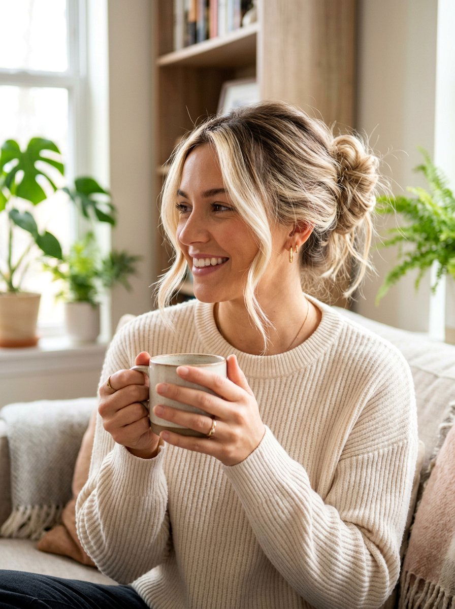 Creamy Blonde Face Framing Highlights Messy Bun - 20 creamy blonde with face framing highlights - 20 creamy blonde with face framing highlights