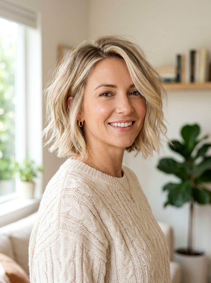 Creamy Blonde Face Framing Highlights Texturized Bob - 20 creamy blonde with face framing highlights - 20 creamy blonde with face framing highlights