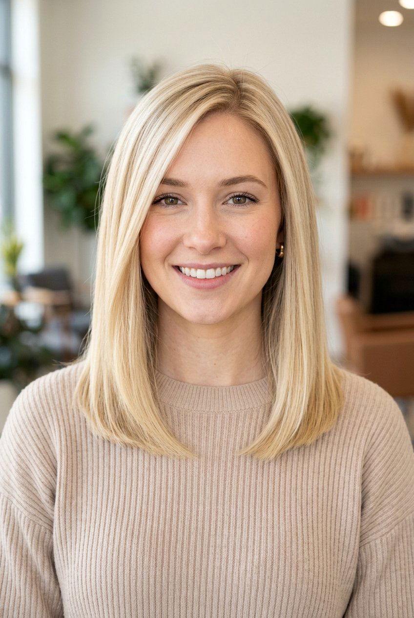 Creamy Butter Blonde Lob - 20 butter blonde hair color - 20 butter blonde hair color