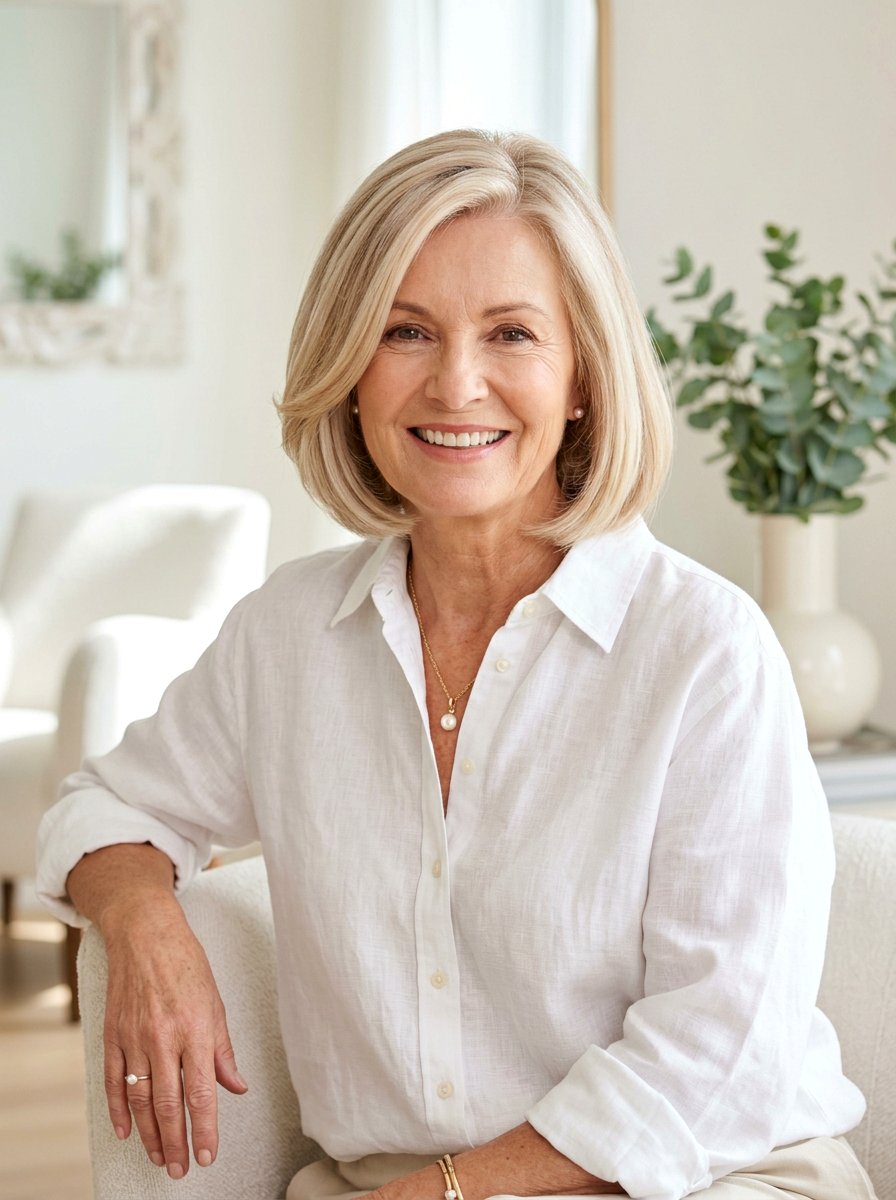 Creamy Champagne Blonde - 20 youthful hair color for older women - 20 youthful hair color for older women