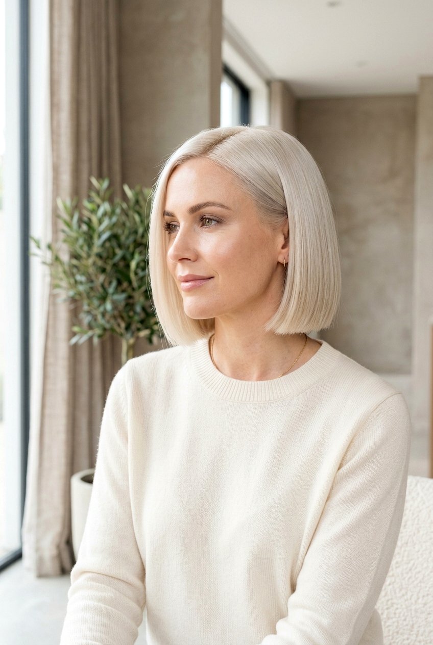 Creamy Platinum Blonde Bob Haircut - 20 creamy platinum blonde hair - 20 creamy platinum blonde hair