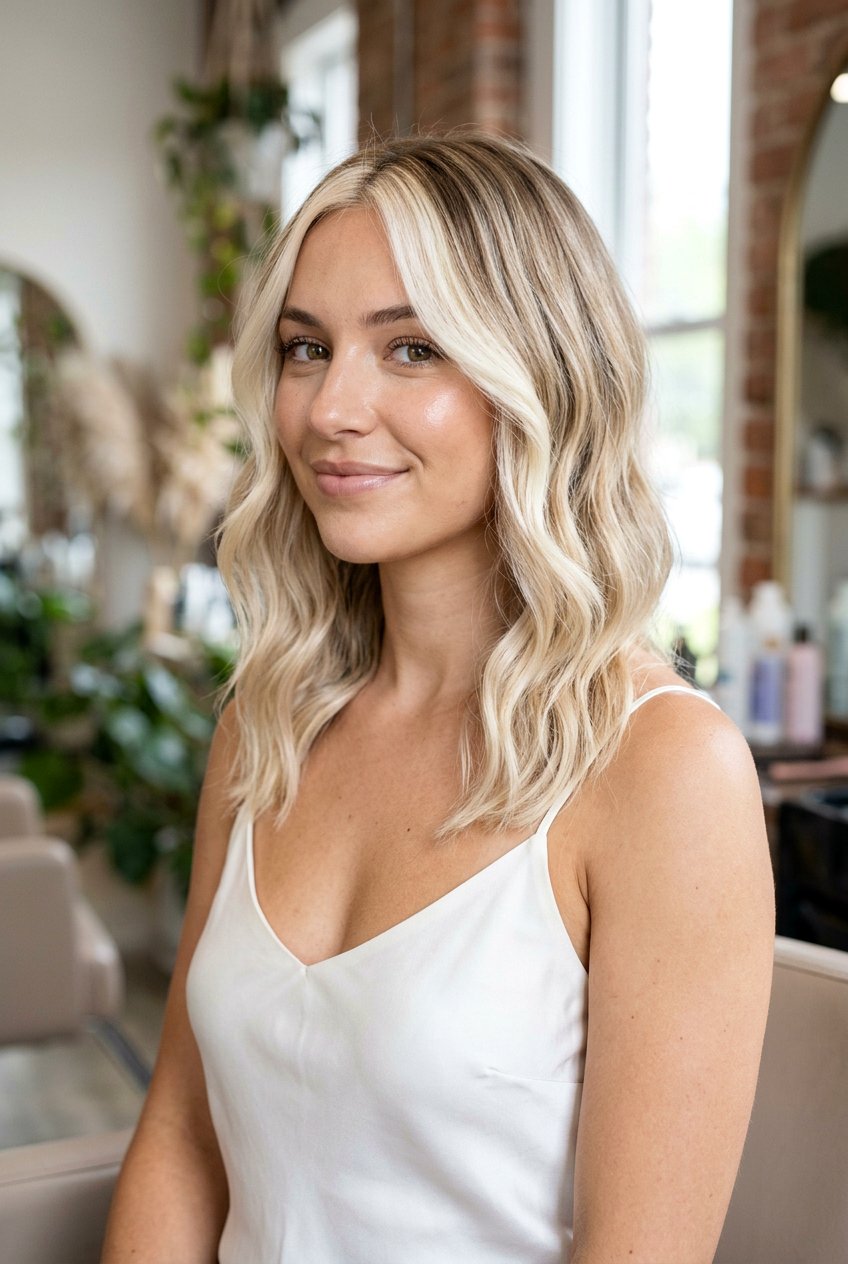 Creamy Vanilla Balayage - 20 soft money piece for blonde mature hair - 20 soft money piece for blonde mature hair