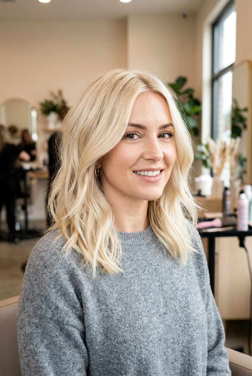 Creamy White Blonde Lob - 20 white blonde hair color - 20 white blonde hair color