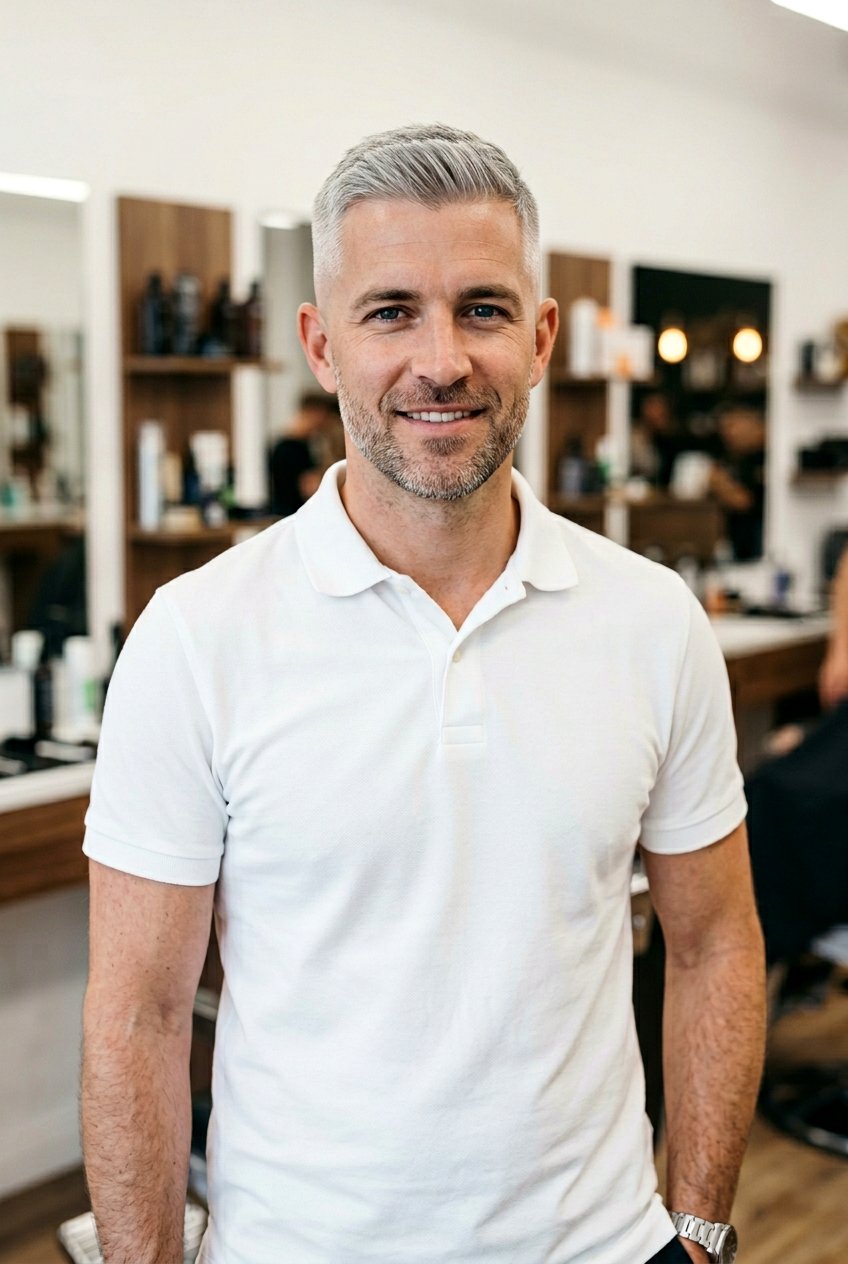 Crew Cut with Fade - 20 mens haircut for salt and pepper hair - 20 men’s haircut for salt and pepper hair
