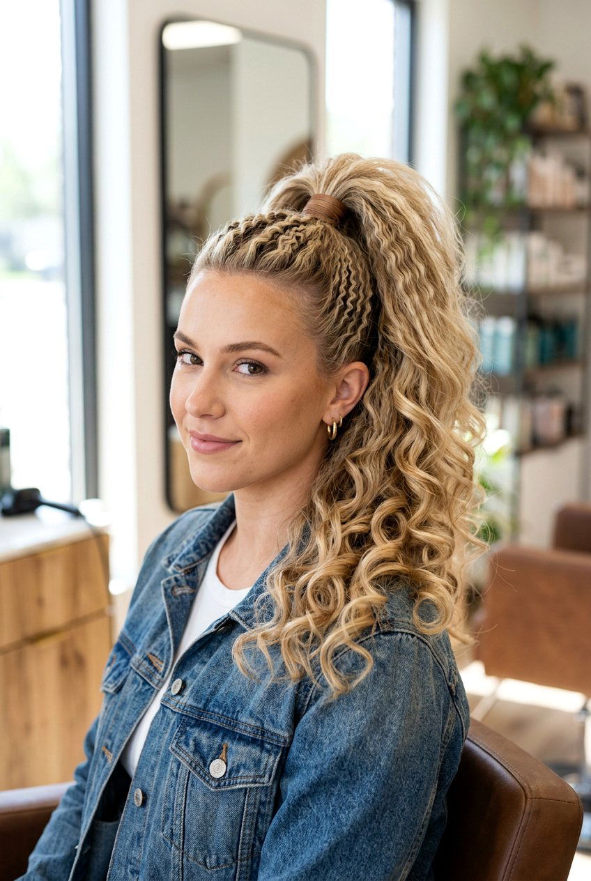 Crimped Rodeo Ponytail With Curls - 20 rodeo ponytail with curls - 20 rodeo ponytail with curls