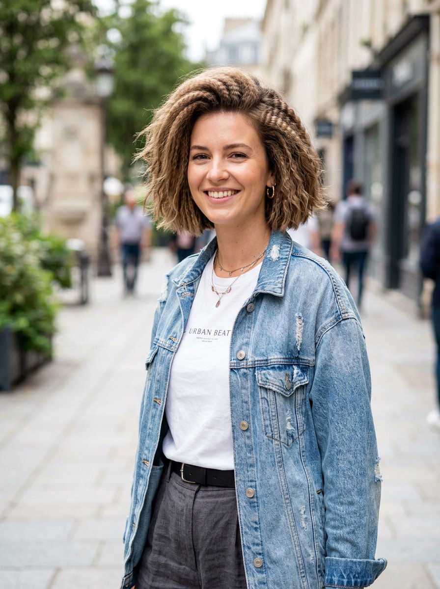 Crimped Texture Short Bob - 20 quick hairstyle for short bob women - 20 quick hairstyle for short bob women