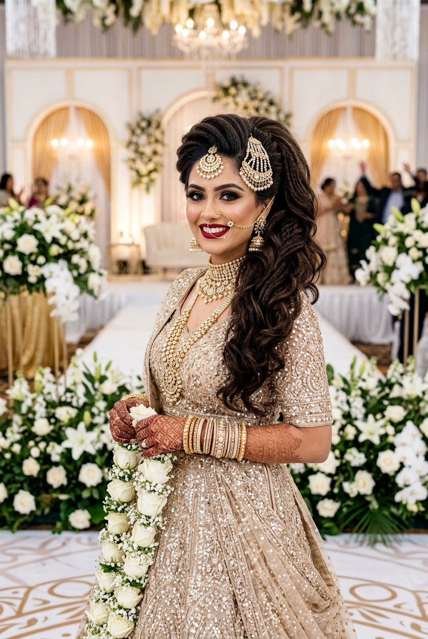 Crimped Volume Indian Bridal Ponytail - 20 indian bridal ponytail hairstyle - 20 indian bridal ponytail hairstyle