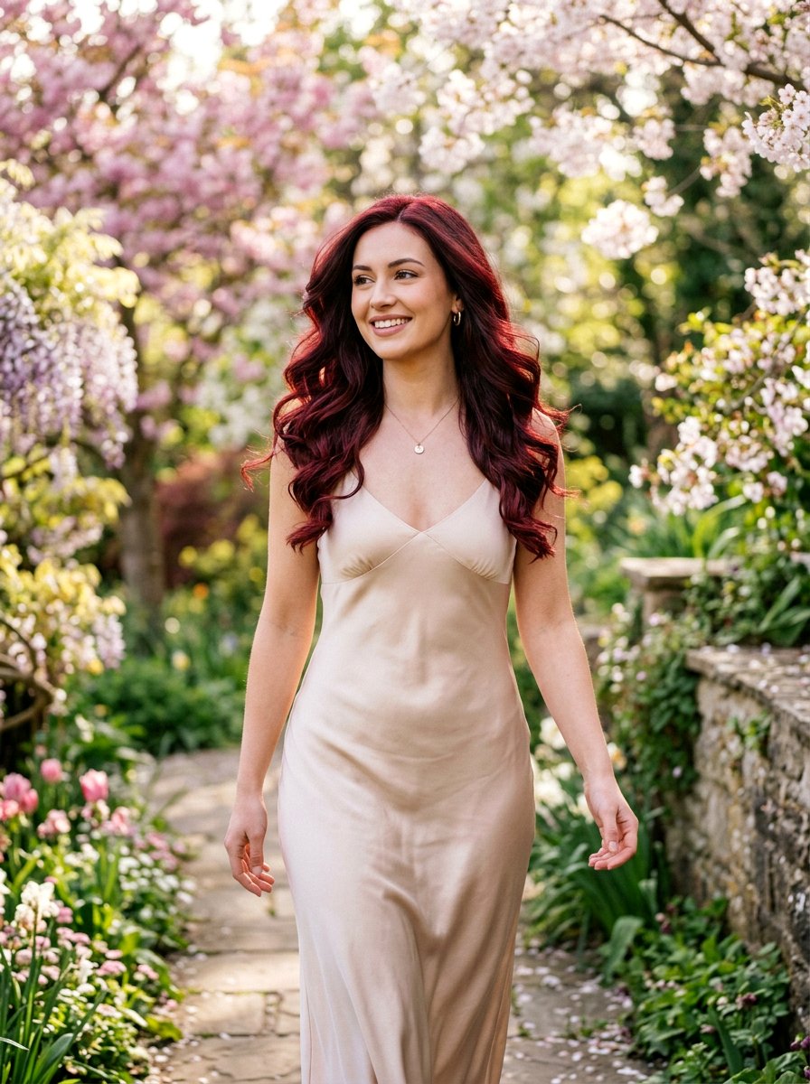 Crimson Gloss On Long Brunette Hair - 20 red gloss hair color for brunettes - 20 red gloss hair color for brunettes