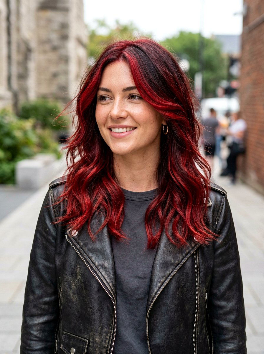 Crimson Red Balayage Layered Shoulder Length Hair - 20 red balayage for shoulder length hair - 20 red balayage for shoulder length hair