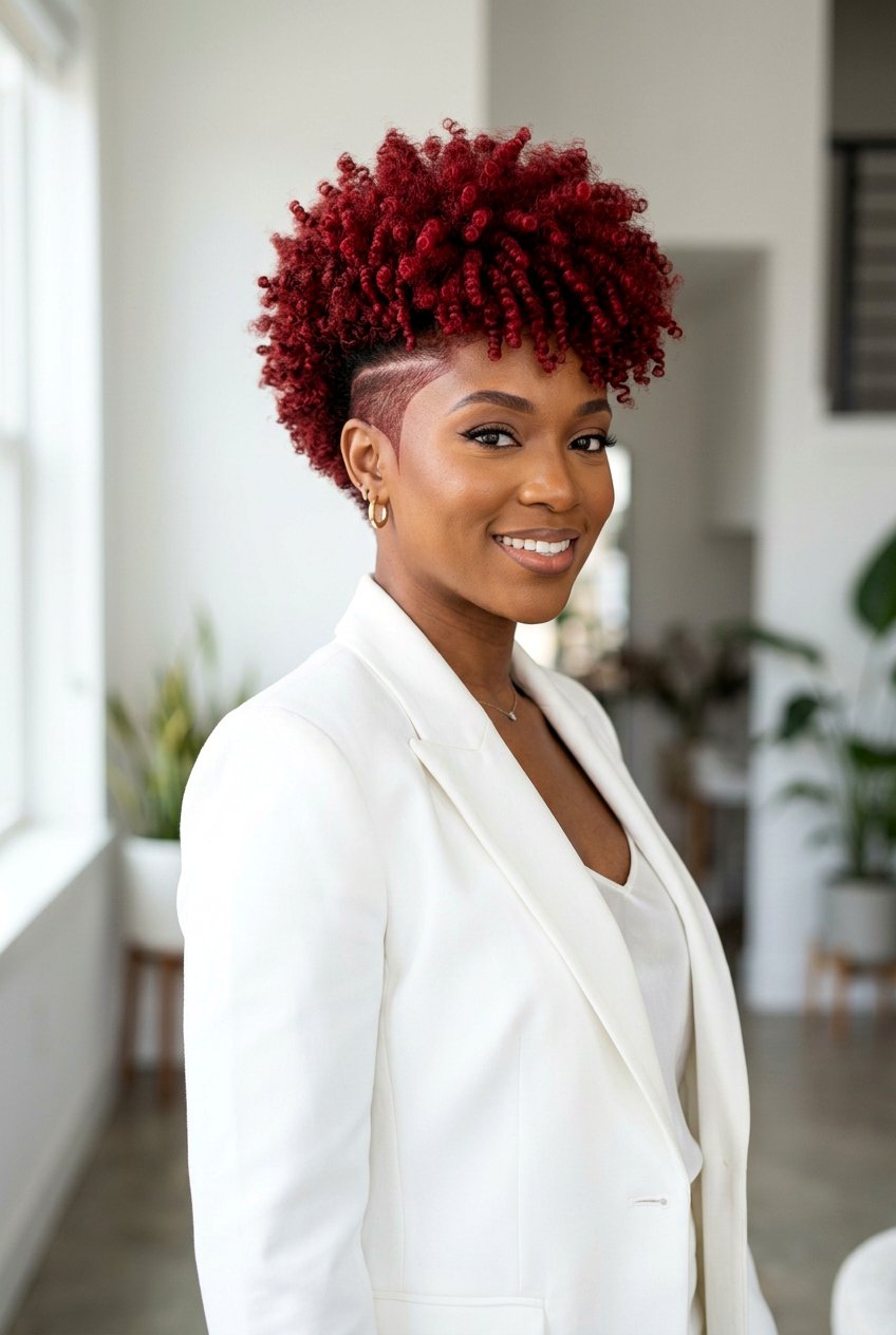 Crimson Red Tapered Fro - 20 tapered fro with color for women - 20 tapered fro with color for women