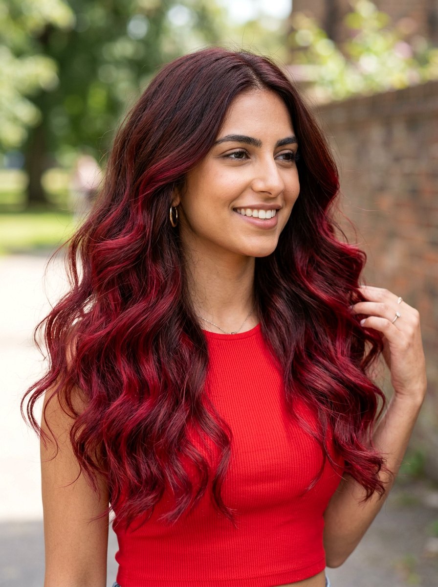 Crimson Ruby Balayage on Warm Brunette Hair - 20 ruby balayage on brunette hair - 20 ruby balayage on brunette hair