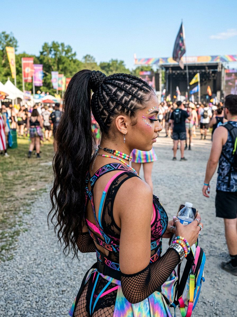 Criss Cross Braid Ponytail - 20 rave braid ponytail hairstyle - 20 rave braid ponytail hairstyle