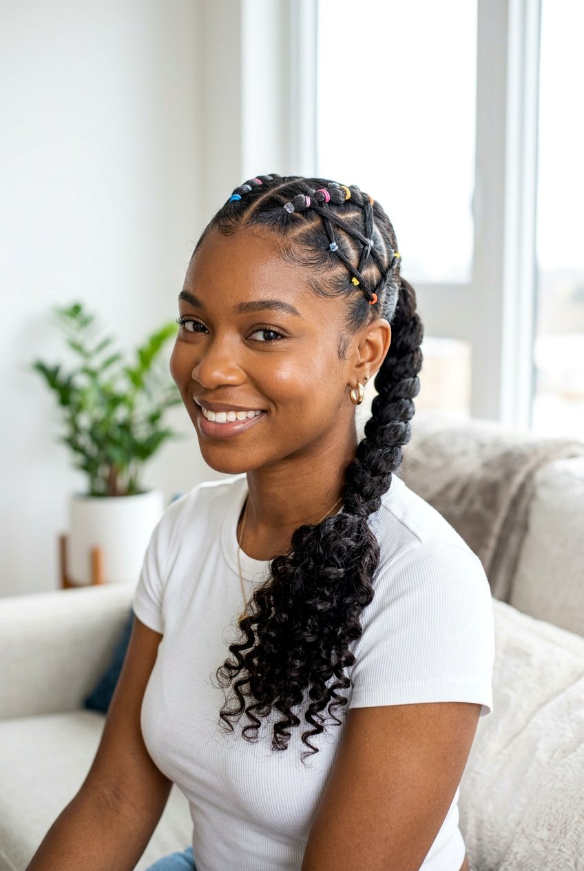 Criss Cross Braided Ponytail With Curls - 20 braided ponytail with curls - 20 braided ponytail with curls