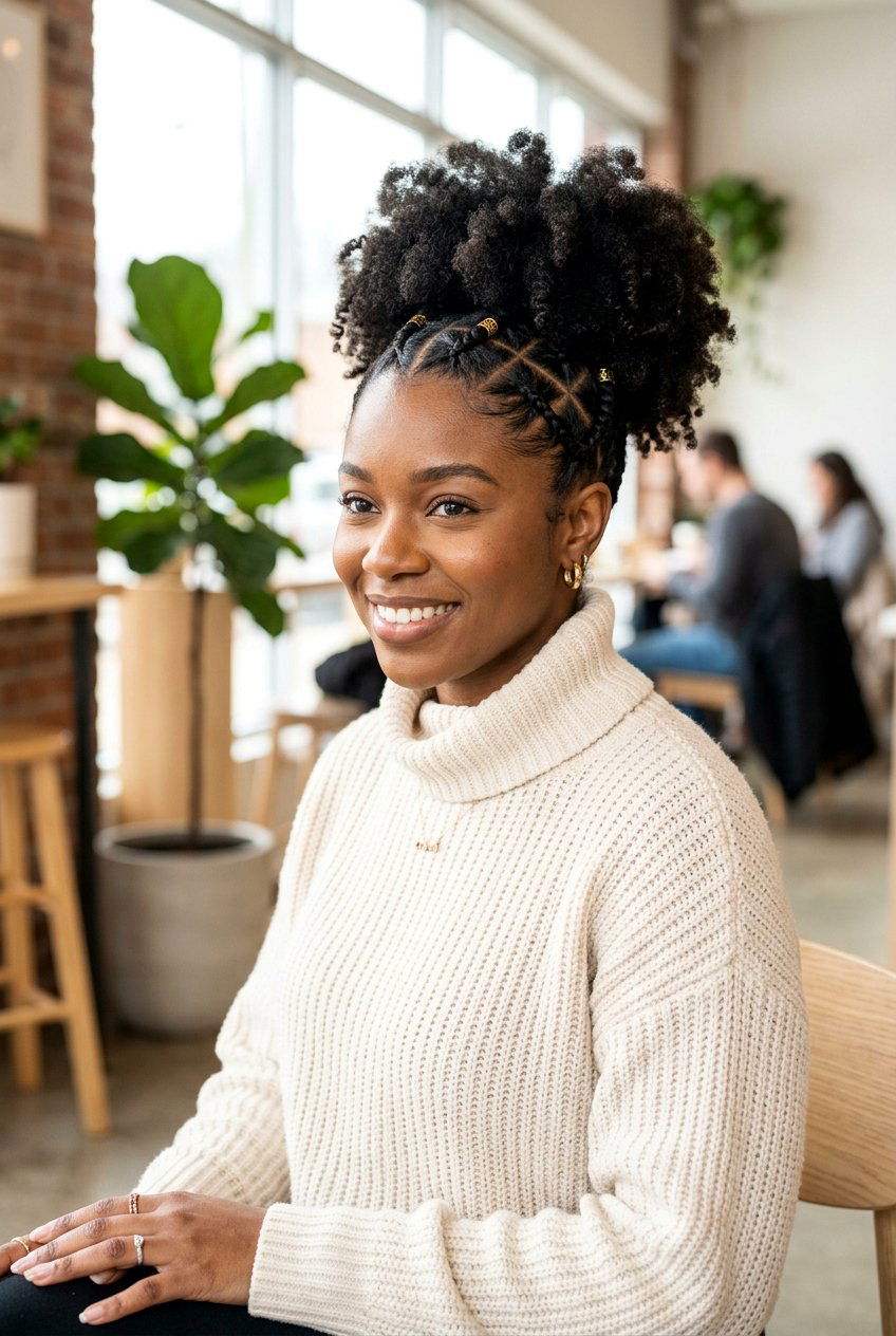 Criss Cross Braids Afro Puff - 20 afro puff ponytail with braids - 20 afro puff ponytail with braids