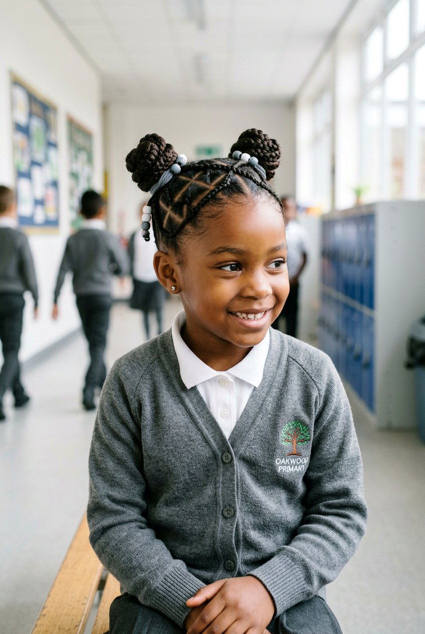 Criss Cross Buns - 20 neat school hairstyle for little girls - 20 neat school hairstyle for little girls